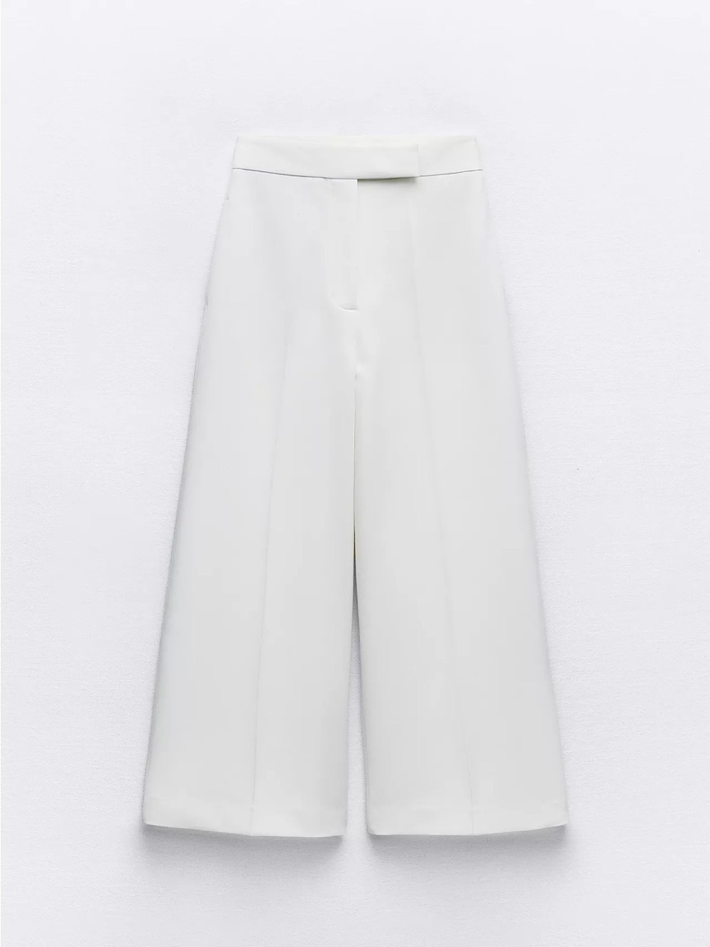 Zara | Cream Wide-Leg Cropped Trousers